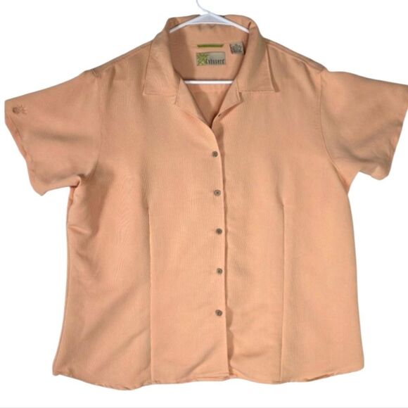 Cubavera Women’s XXL Peach Button-Down Blouse Short Sleeve - Picture 1 of 15